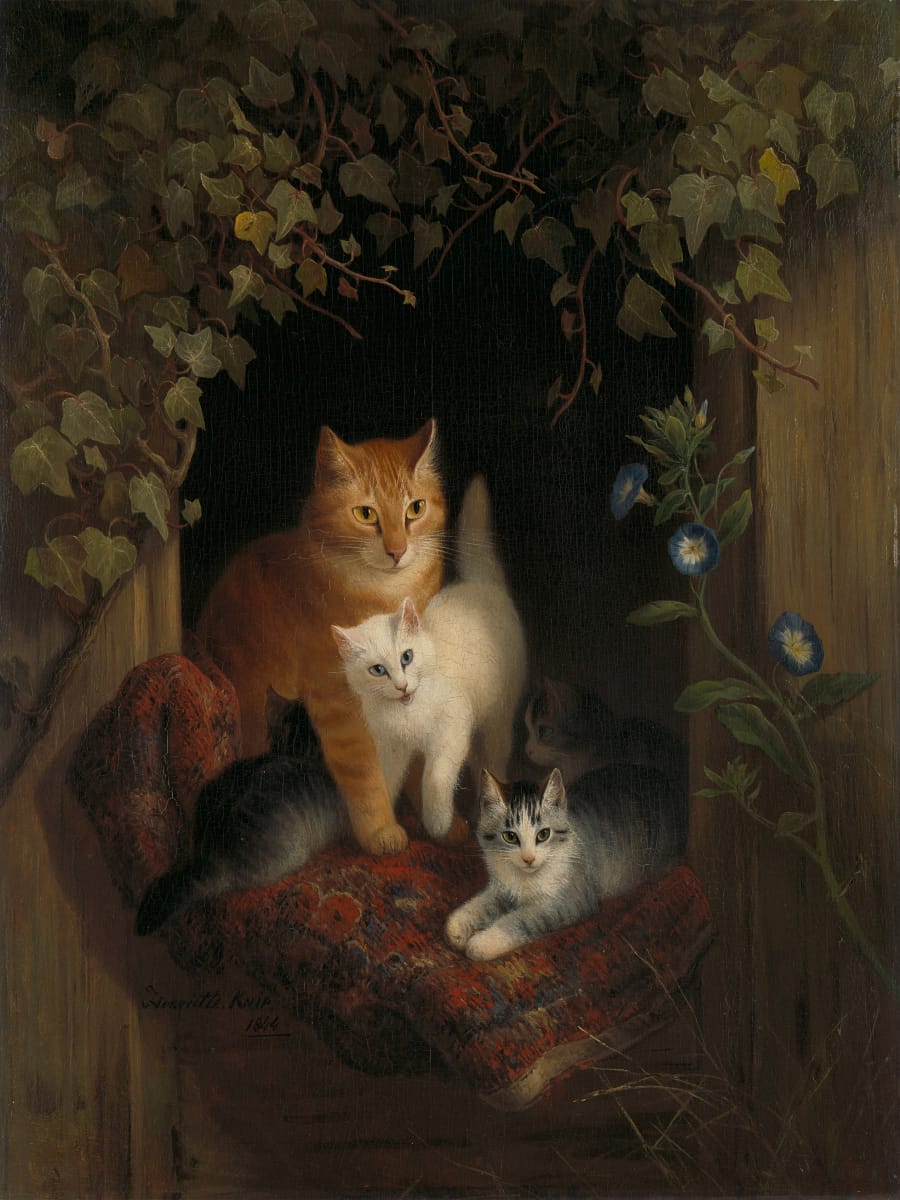 Cat with kittens. Date: 1844. Institution: Rijksmuseum